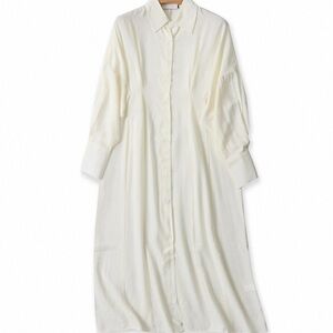 Elegant Cream Long Shirt Dress